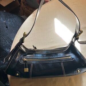 NWOT MAXX Black Leather Shoulder Banana Bag